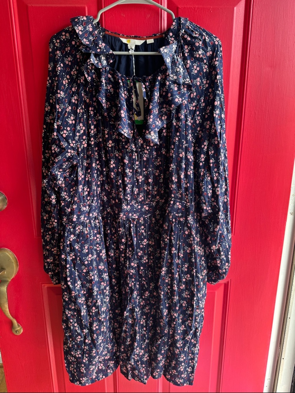 Boden NWT dress 16/18r Navy Dress with Pink Floral Print